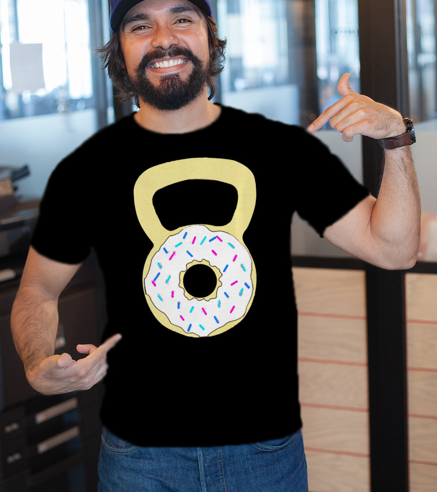 Kettlebell Donut Fitness Workout Sprinkled Sweet Motivation T-Shirt