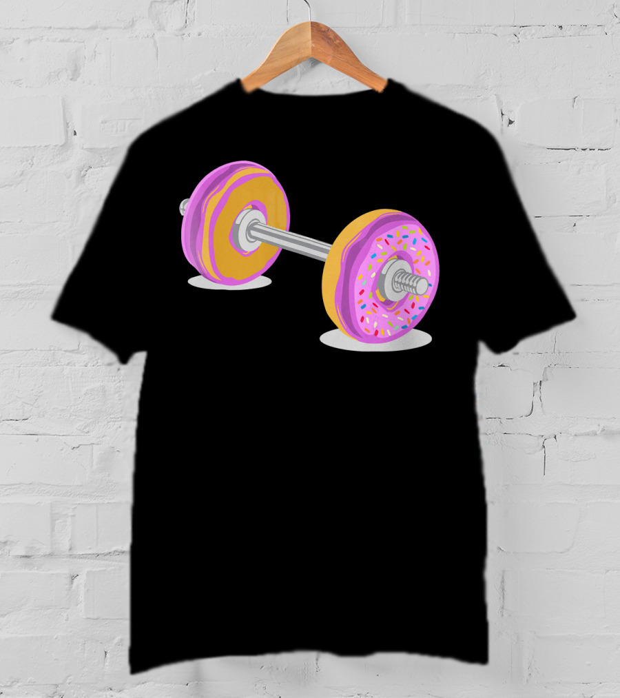 Donut Barbell Sprinkle Weightlifting Humor Novelty T-Shirt
