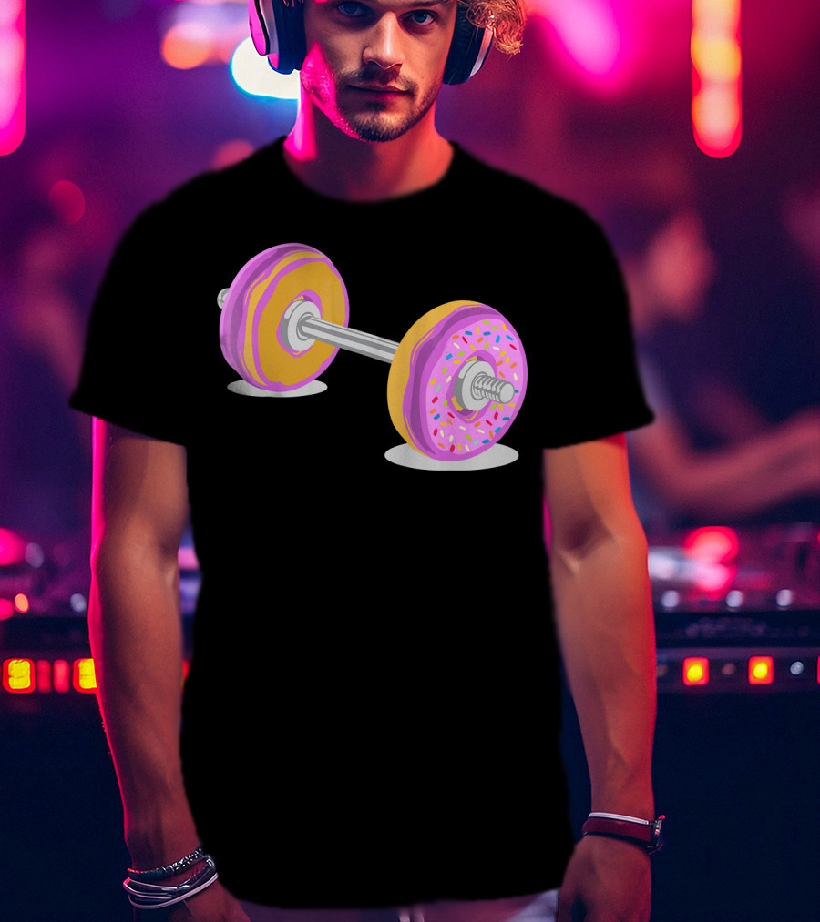 Donut Barbell Sprinkle Weightlifting Humor Novelty T-Shirt