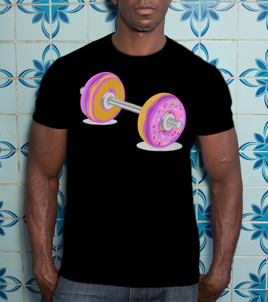 Donut Barbell Sprinkle Weightlifting Humor Novelty T-Shirt