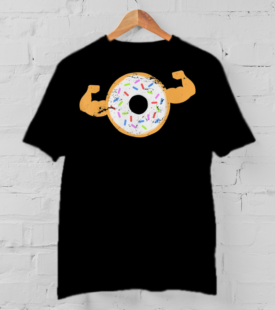 Mens Muscle Donut Flexing Funny Powerlifting T-Shirt