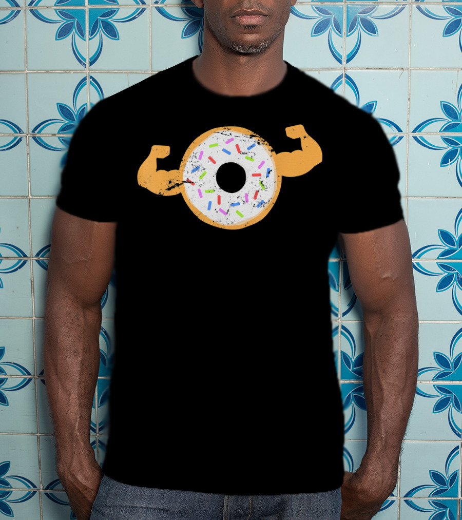 Mens Muscle Donut Flexing Funny Powerlifting T-Shirt
