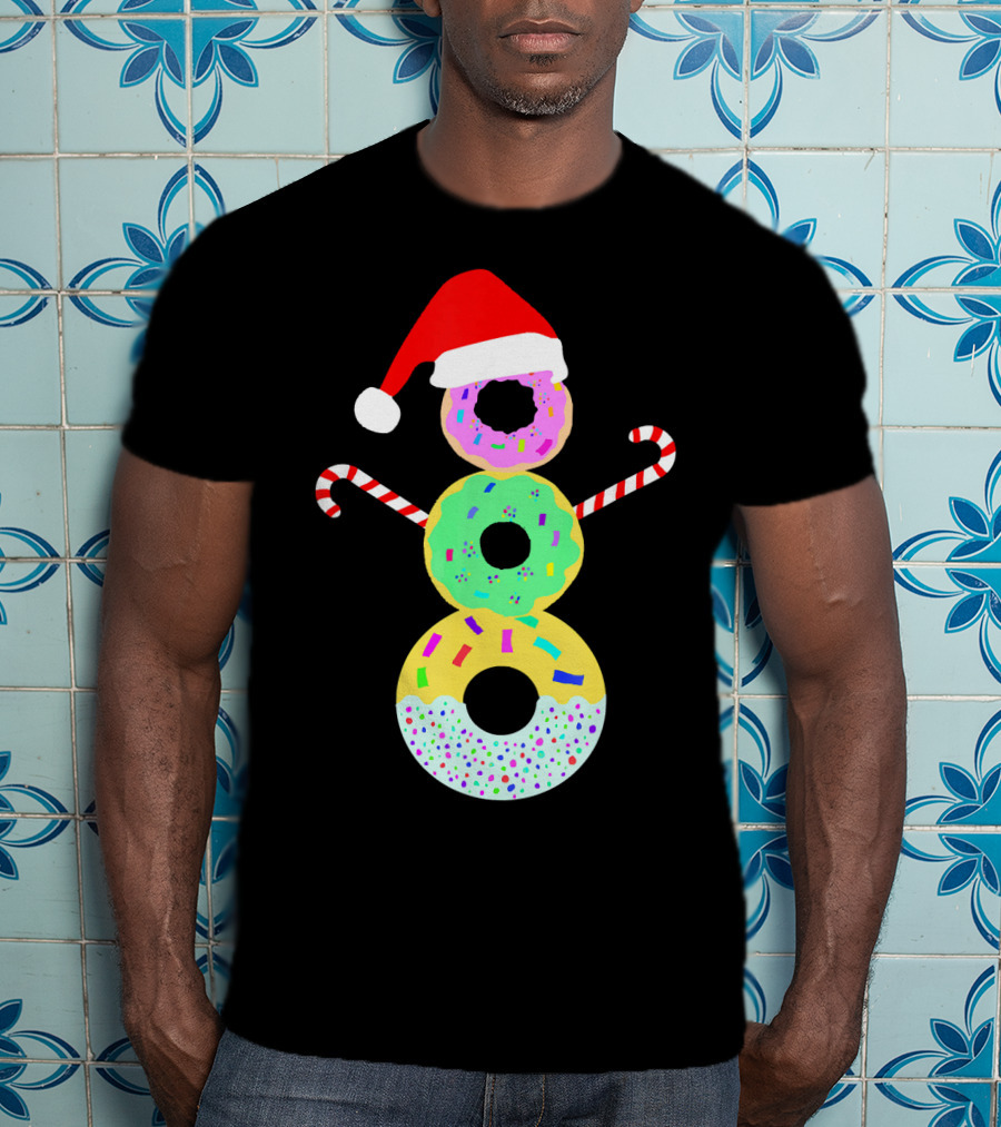 Snowman Donuts Doughnut Confections Christmas Candy Canes Santa Hat T-Shirt