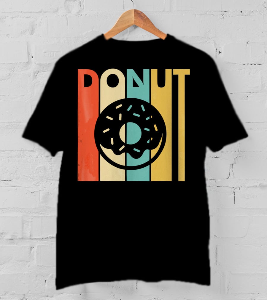 Vintage Style Donut Retro Stripes T-Shirt