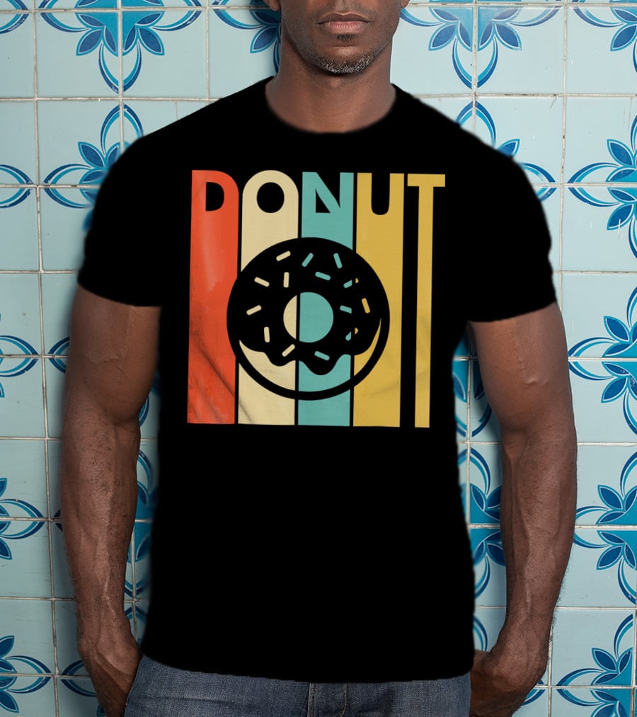 Vintage Style Donut Retro Stripes T-Shirt