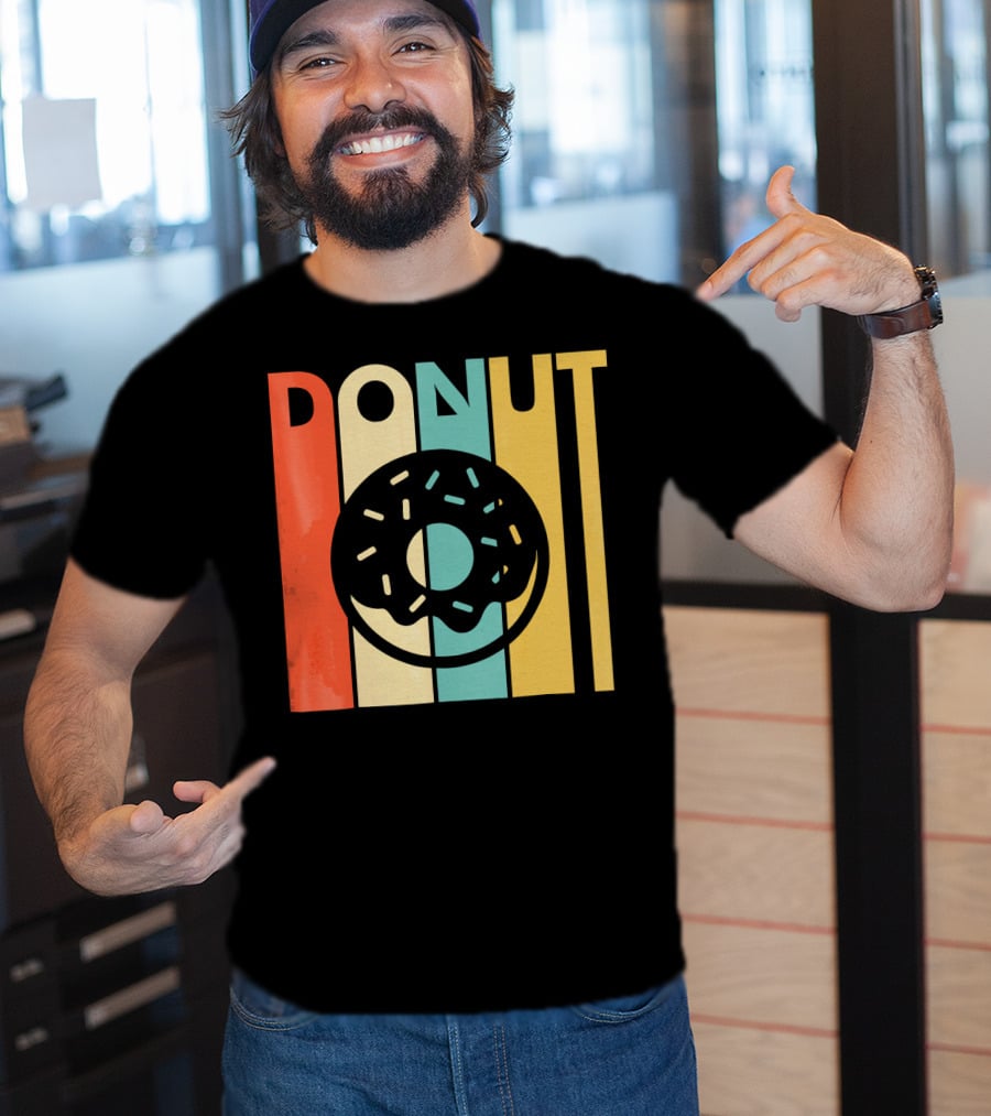 Vintage Style Donut Retro Stripes T-Shirt