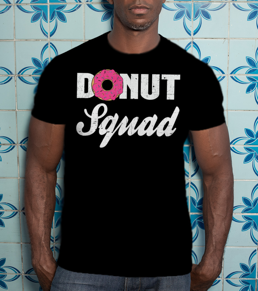 Donut Squad Funny Doughnut Lovers And Poli With Pink Frosted Topped Letters T-Shirt