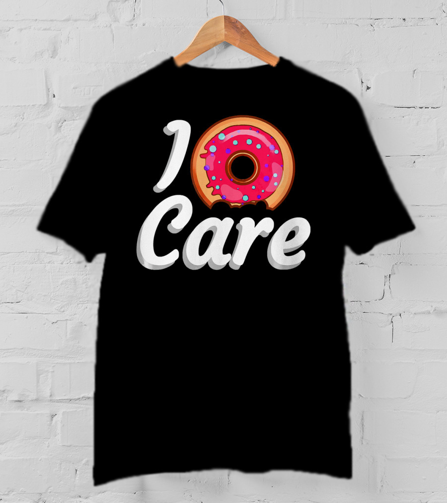 I Donut Care Funny Doughnut Lovers Pink Sprinkled Donut T-Shirt