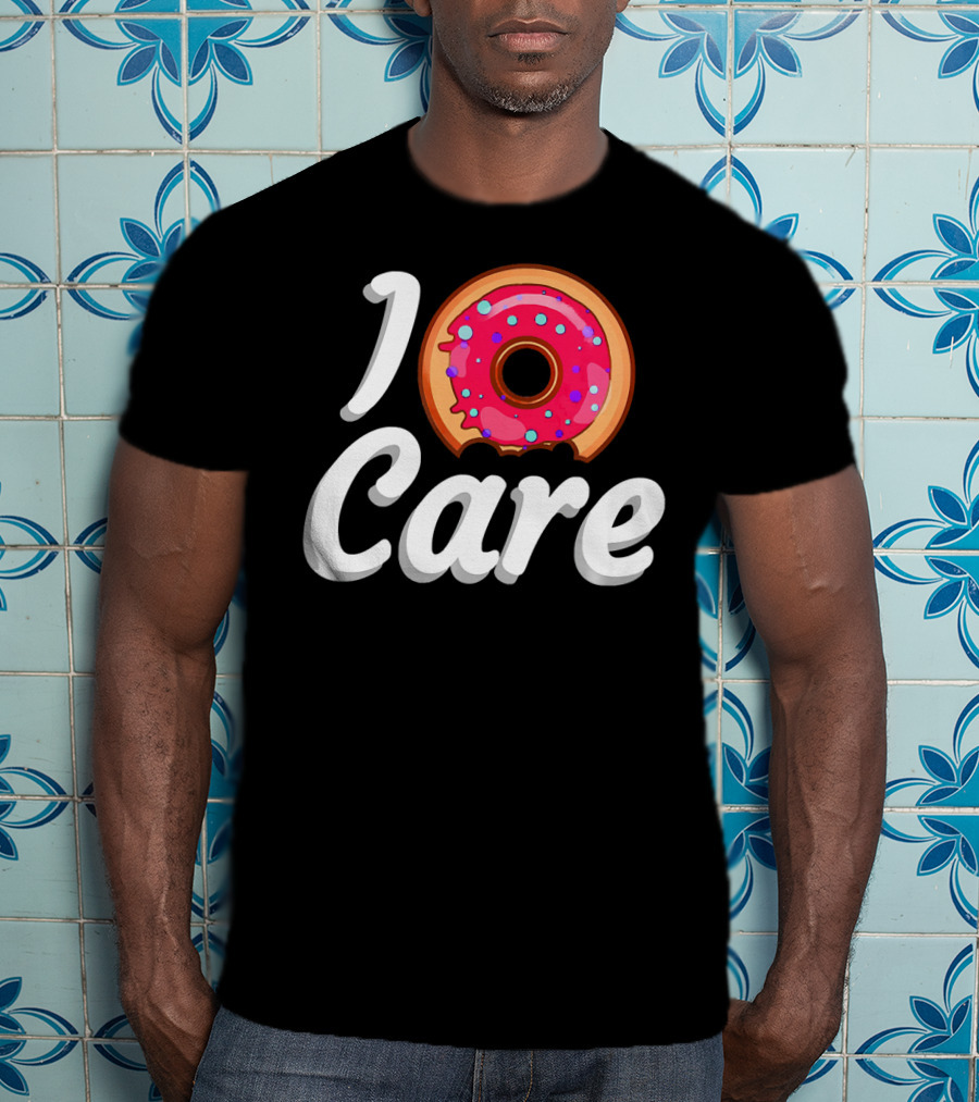 I Donut Care Funny Doughnut Lovers Pink Sprinkled Donut T-Shirt