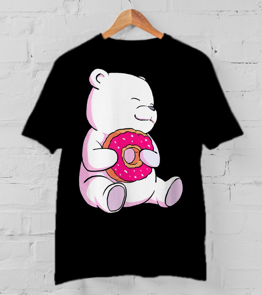 Polar Bear Holding Donut Animal Lover T-Shirt