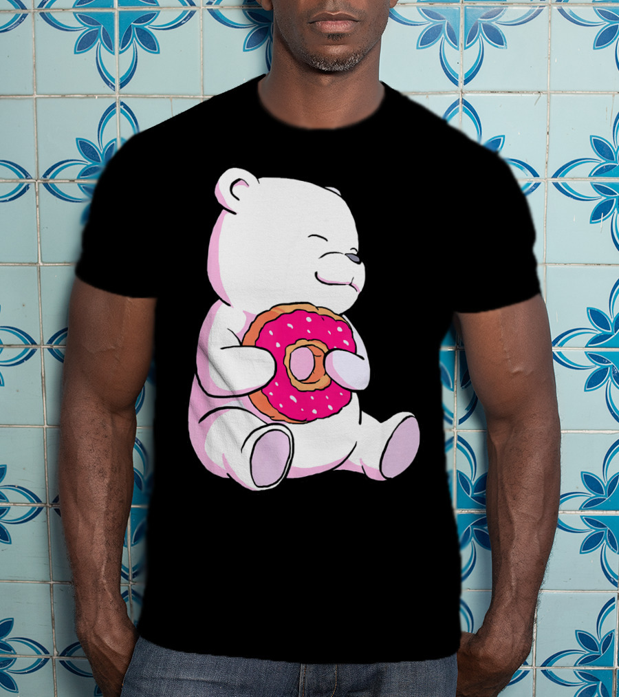 Polar Bear Holding Donut Animal Lover T-Shirt