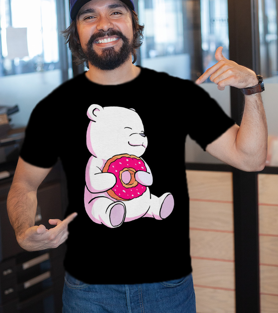 Polar Bear Holding Donut Animal Lover T-Shirt