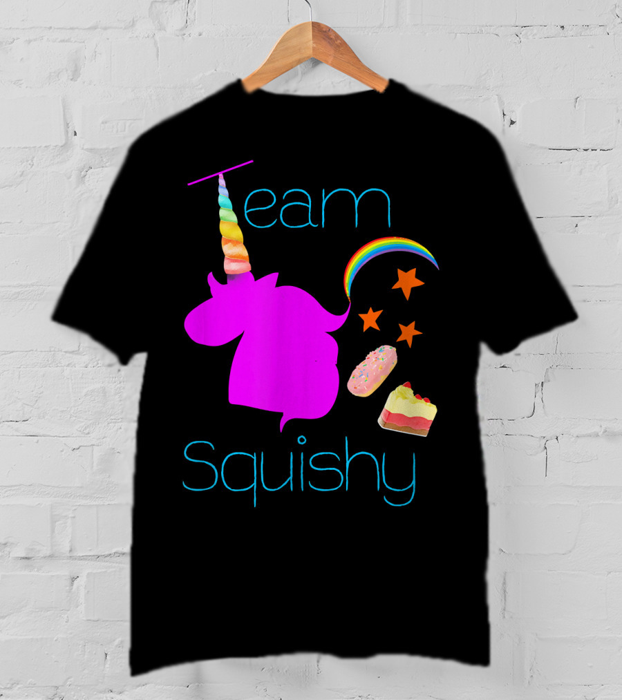 Team Squishy Forever Unicorn Rainbow Donut Cake Stars T-Shirt