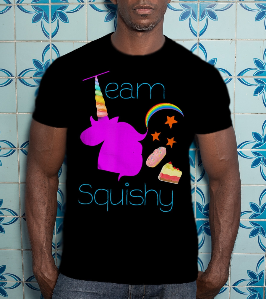 Team Squishy Forever Unicorn Rainbow Donut Cake Stars T-Shirt