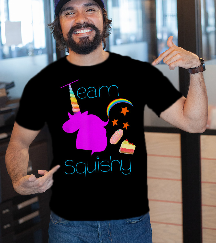 Team Squishy Forever Unicorn Rainbow Donut Cake Stars T-Shirt