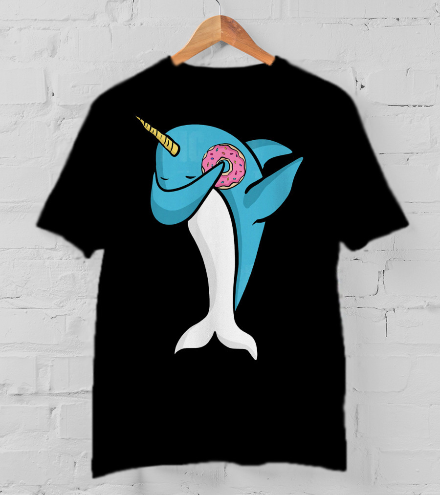 Narwhal Dabbing With Donut Pose T-Shirt