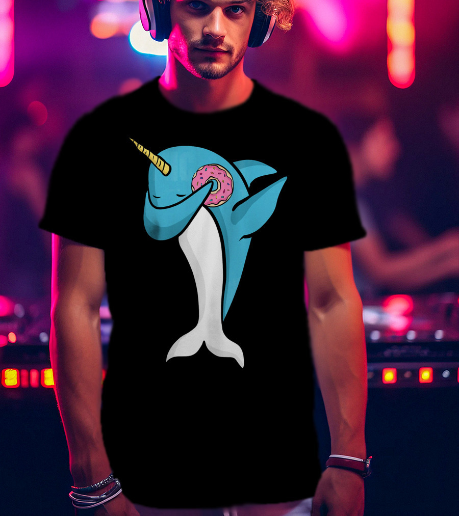 Narwhal Dabbing With Donut Pose T-Shirt