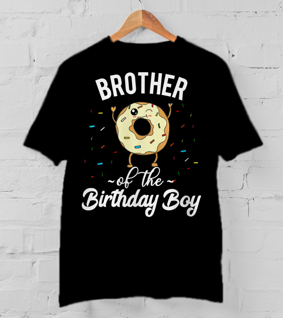 BROTHER Of The Birthday Boy Donut Winking Confetti T-Shirt