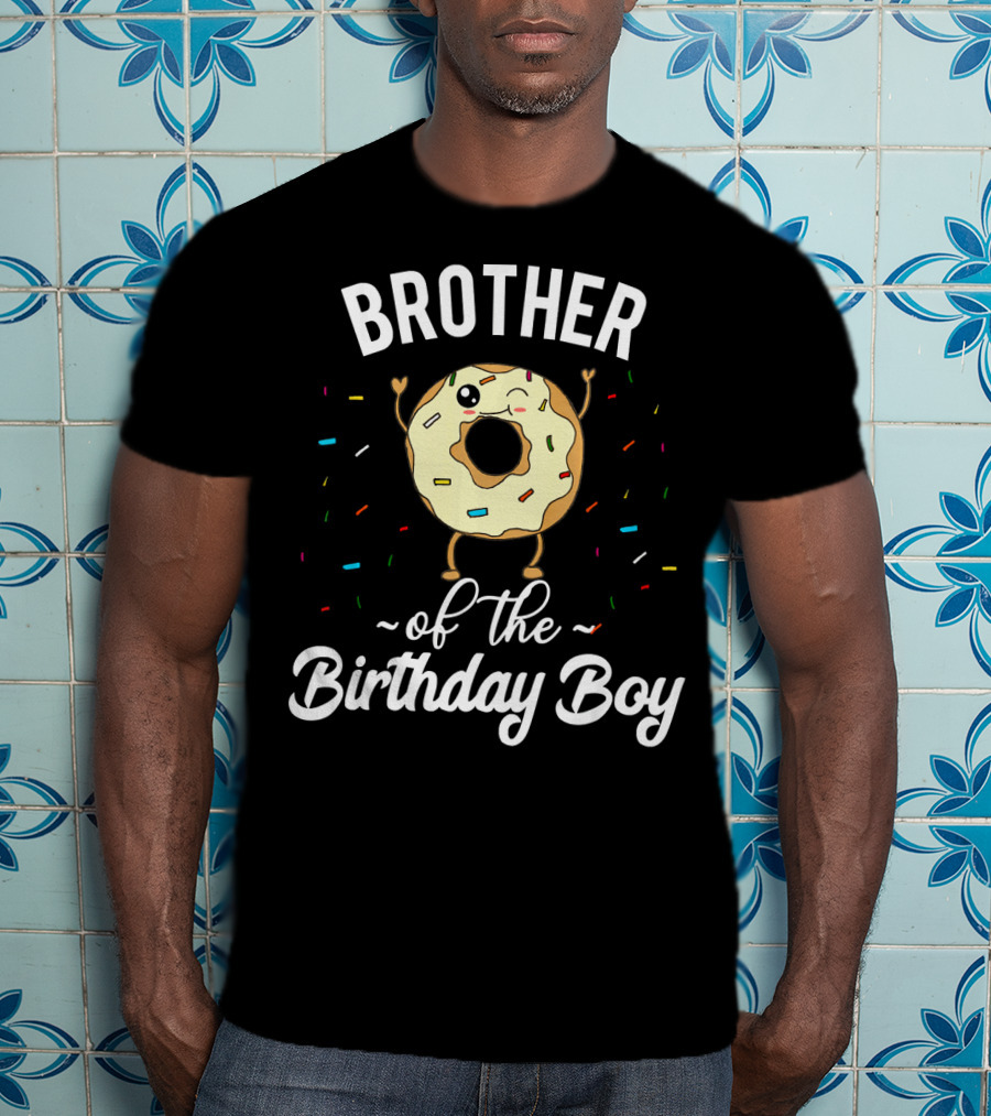 BROTHER Of The Birthday Boy Donut Winking Confetti T-Shirt
