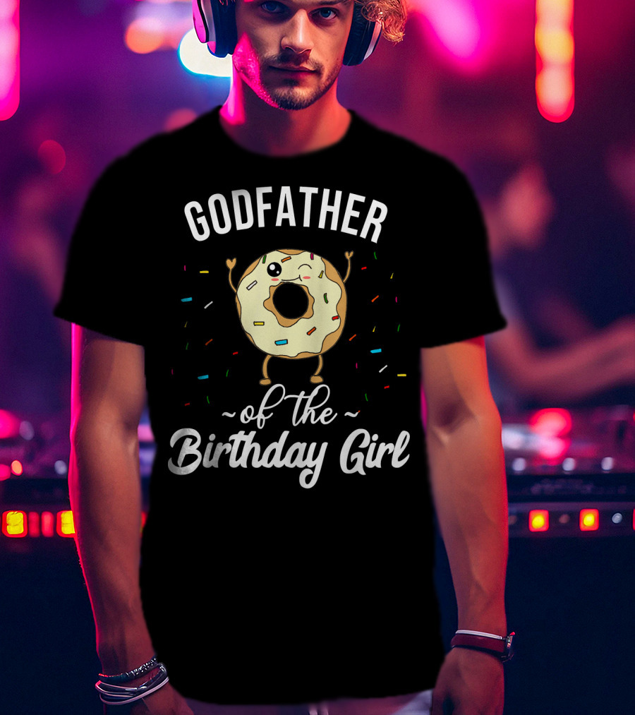Godfather Of The Birthday Girl Funny Donut With Sprinkles T-Shirt