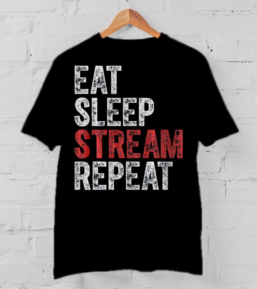 Eat Sleep Stream Repeat Bold Minimalist Gaming Lifestyle T-Shirt