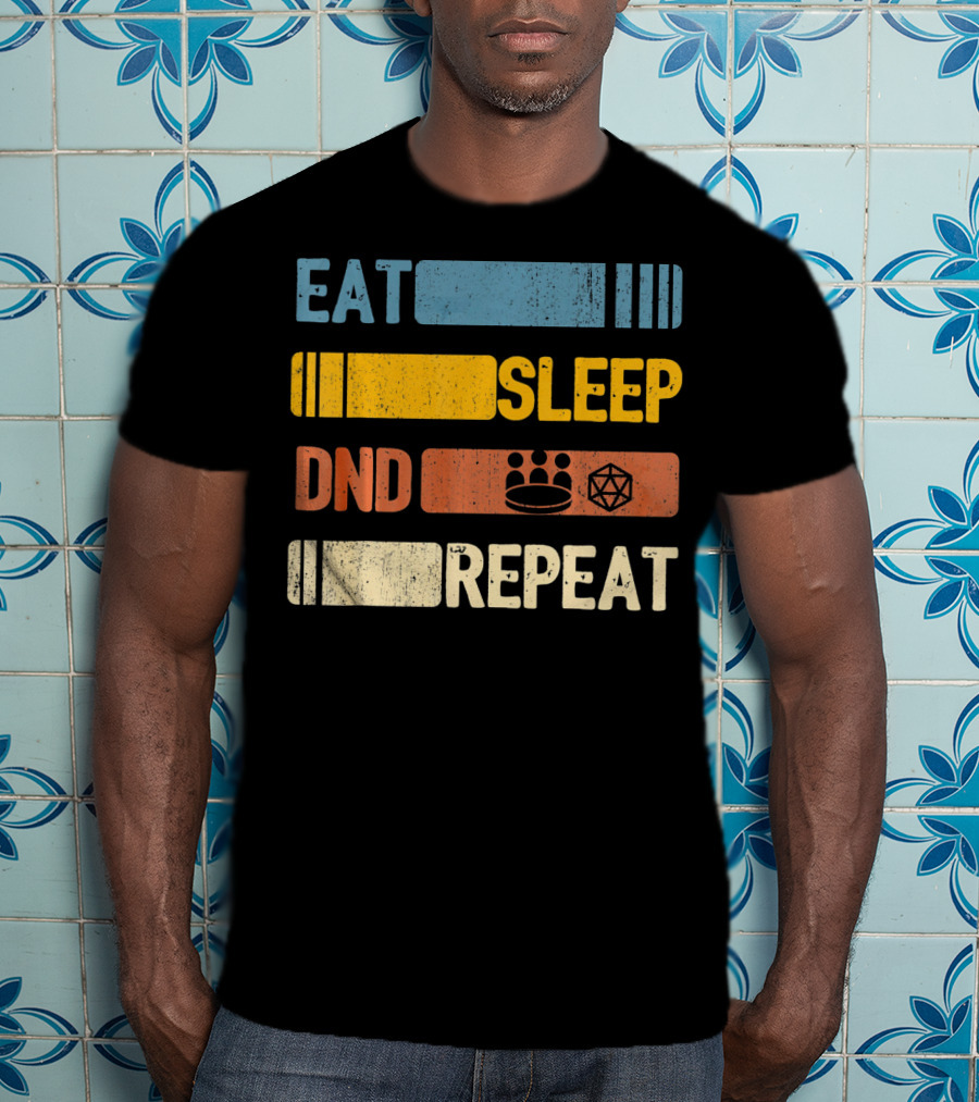 Eat Sleep DND Dice Crown Repeat T-Shirt