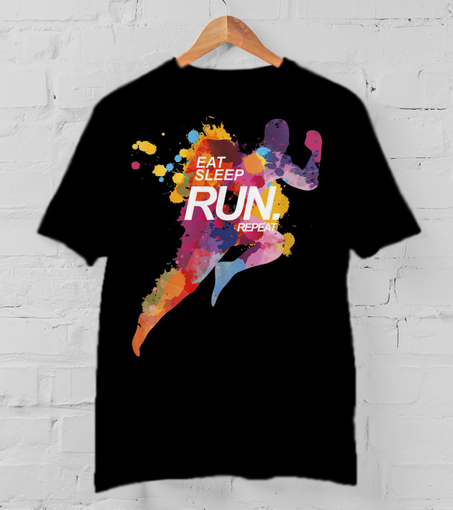 Eat Sleep Run Repeat Colorful Runner T-Shirt