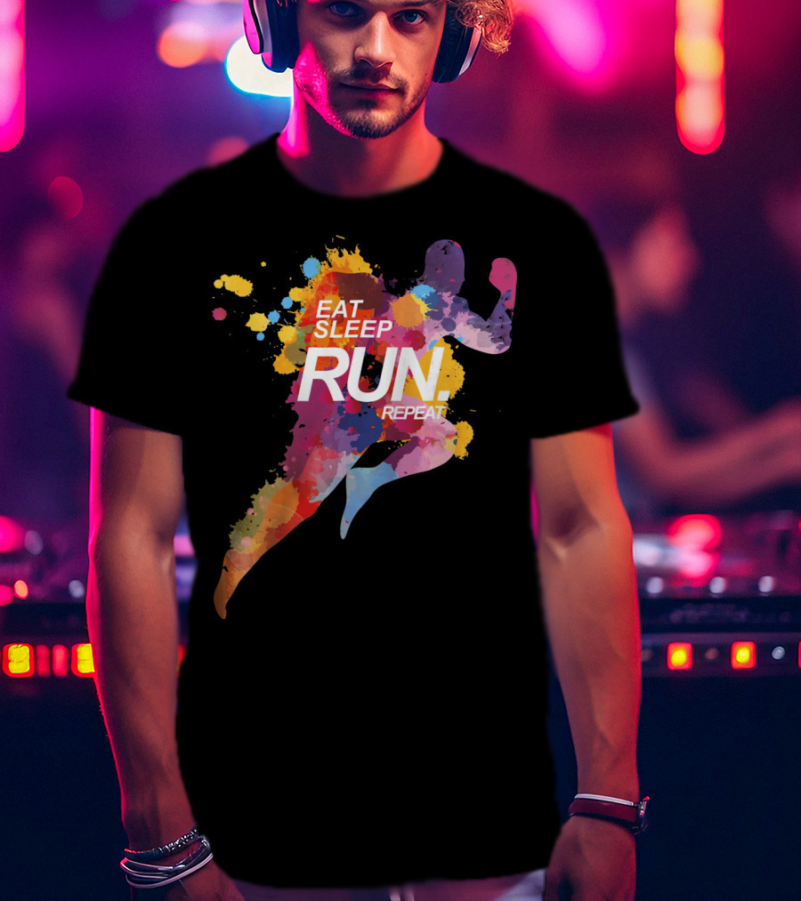 Eat Sleep Run Repeat Colorful Runner T-Shirt