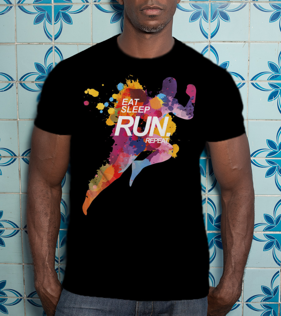 Eat Sleep Run Repeat Colorful Runner T-Shirt