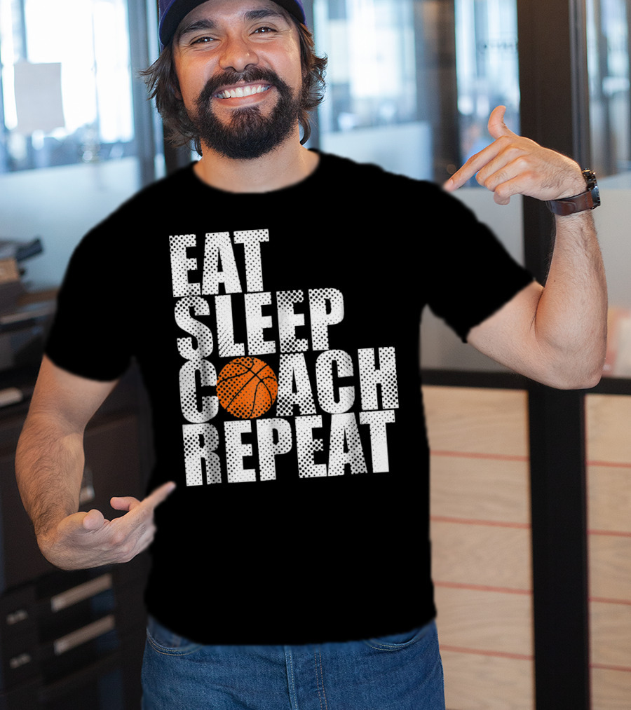 Eat Sleep Coach Basketball Repeat Vintage Style Fun Sports T-Shirt