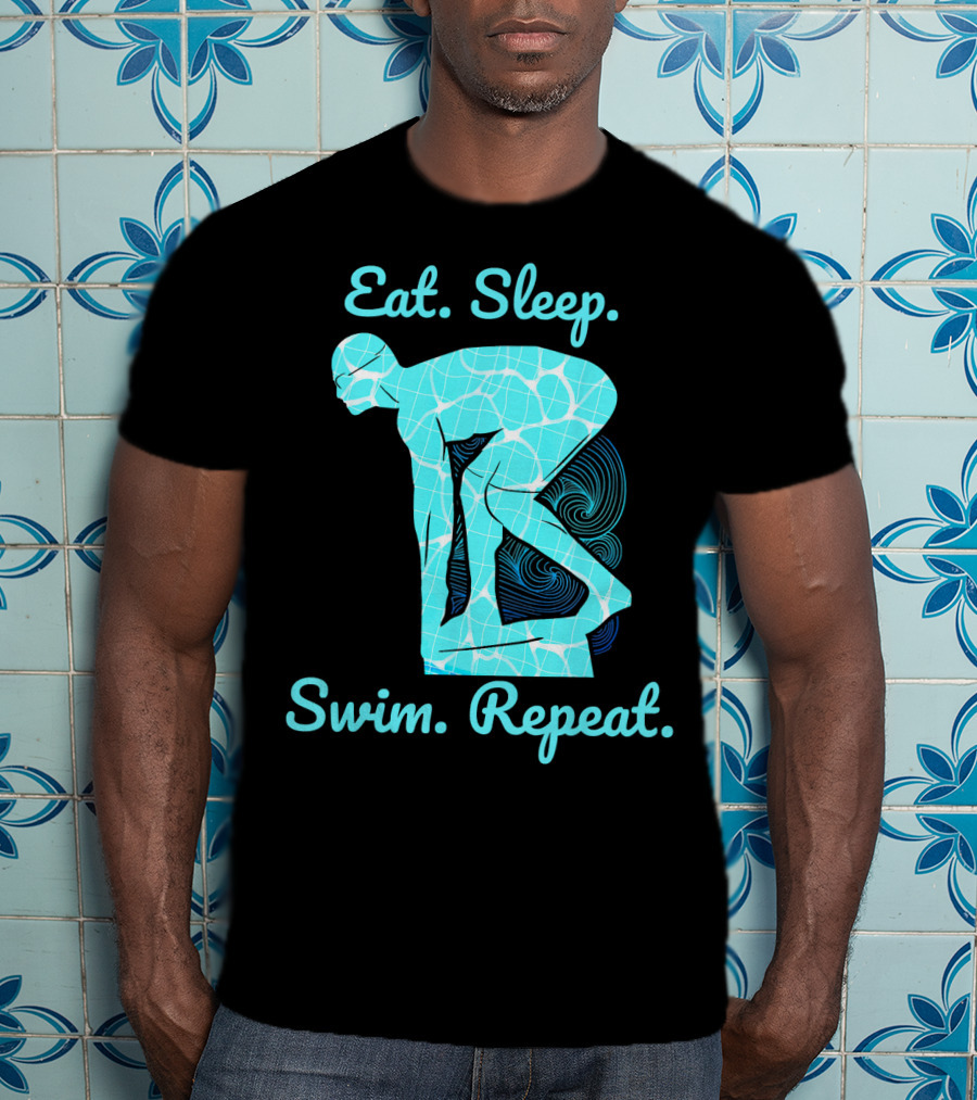 Eat Sleep Swim Repeat Swimmer In Diving Stance T-Shirt
