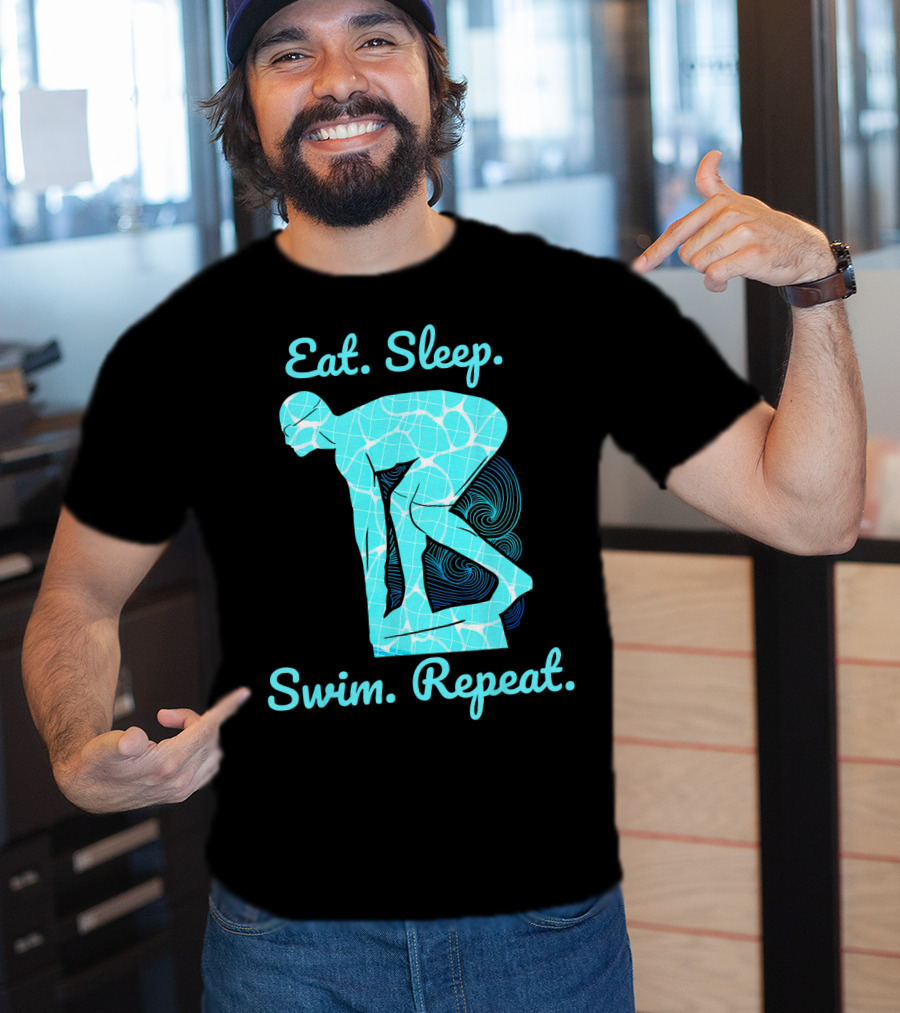 Eat Sleep Swim Repeat Swimmer In Diving Stance T-Shirt