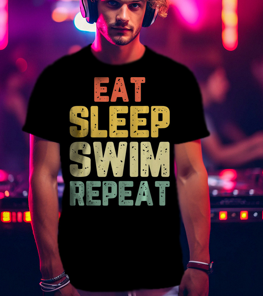 Eat Sleep Swim Repeat Swimming Vintage T-Shirt