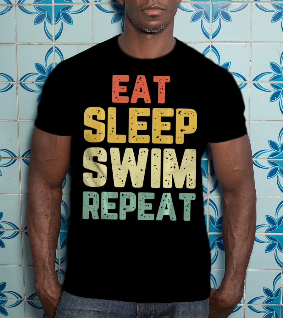 Eat Sleep Swim Repeat Swimming Vintage T-Shirt