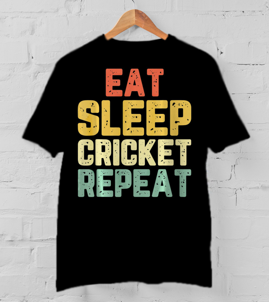 Eat Sleep Cricket Repeat Player Vin T-Shirt