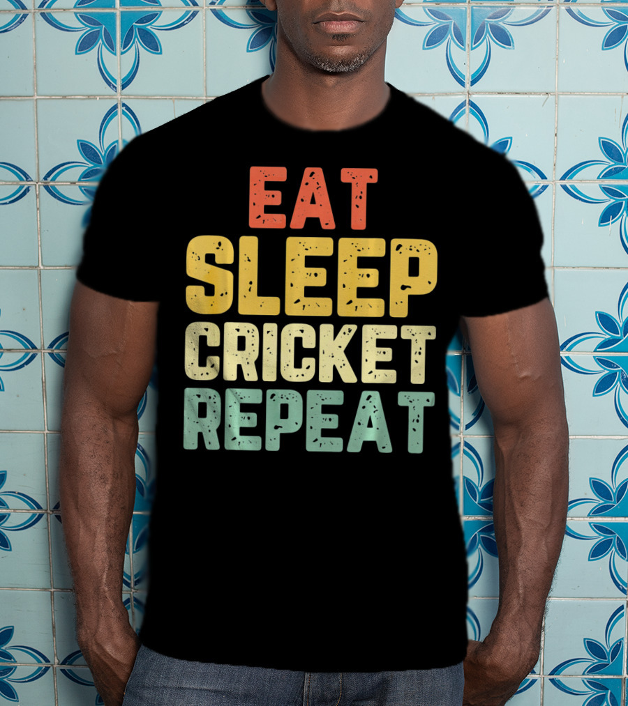 Eat Sleep Cricket Repeat Player Vin T-Shirt
