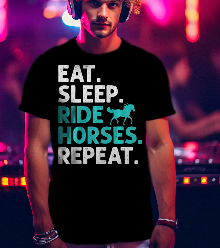 Eat Sleep Ride Horses Repeat Vintage Horse T-Shirt