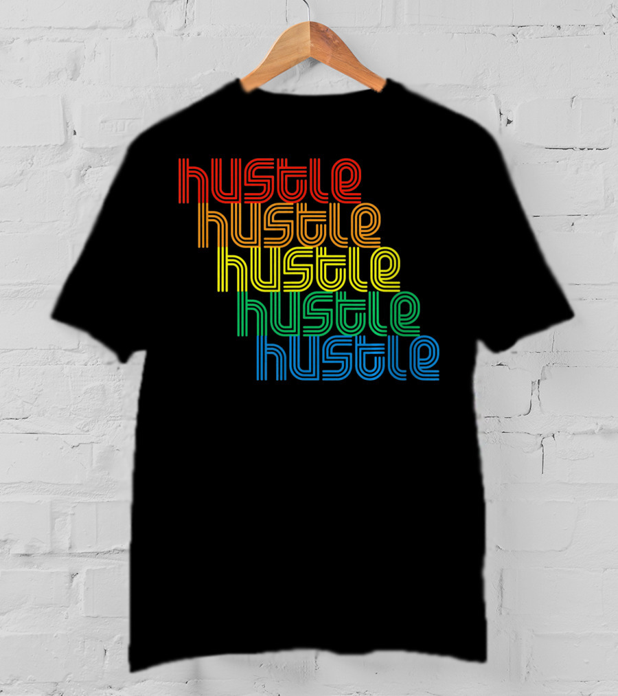 Hustle Hustle Hustle Hustle Hustle Repeat Vintage Disco 70s T-Shirt