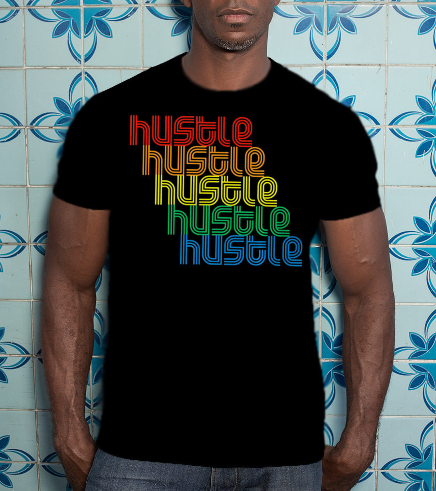 Hustle Hustle Hustle Hustle Hustle Repeat Vintage Disco 70s T-Shirt
