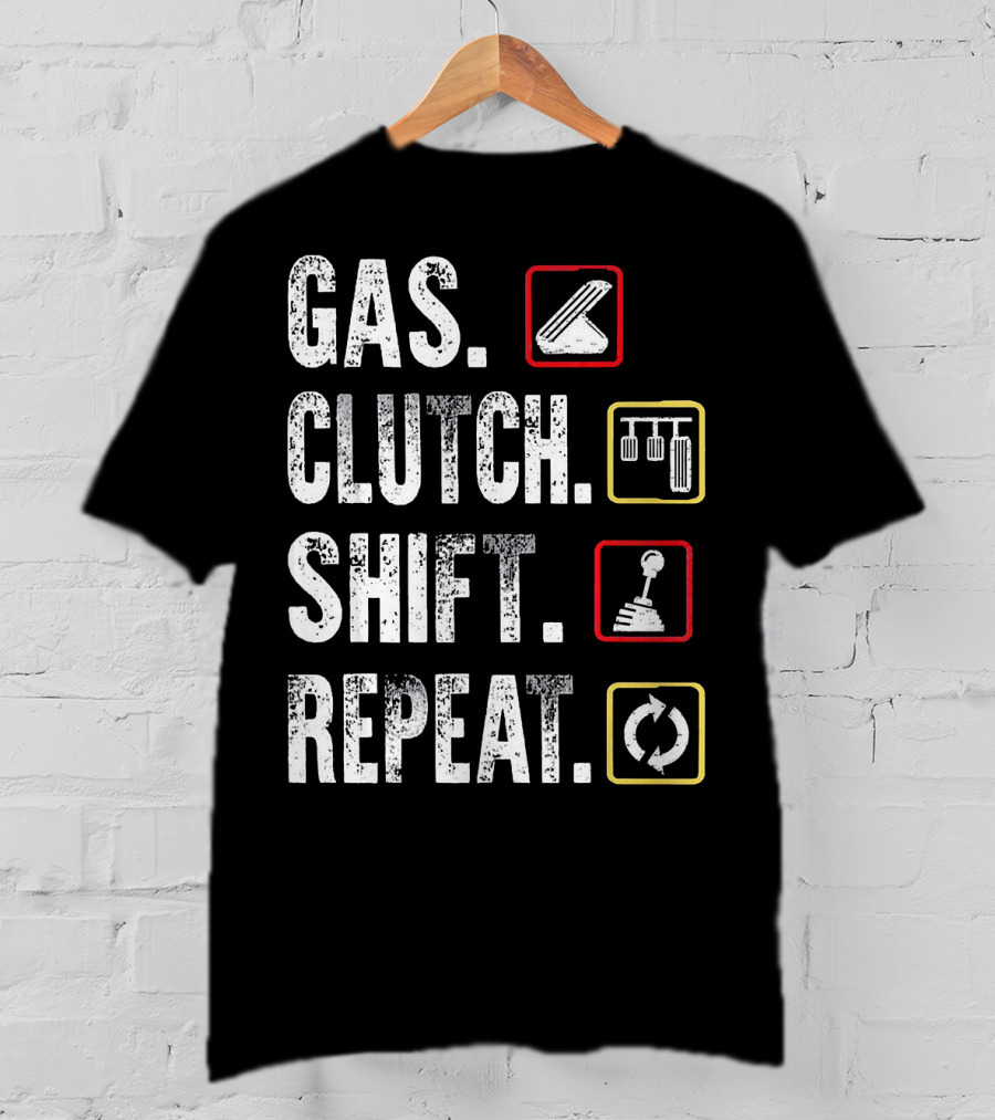 Gas Clutch Shift Repeat Pedal Icons Cycle T-Shirt