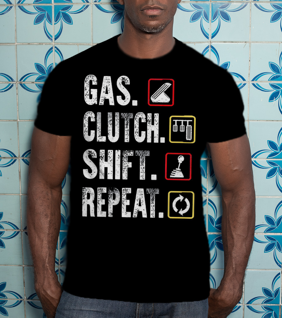 Gas Clutch Shift Repeat Pedal Icons Cycle T-Shirt