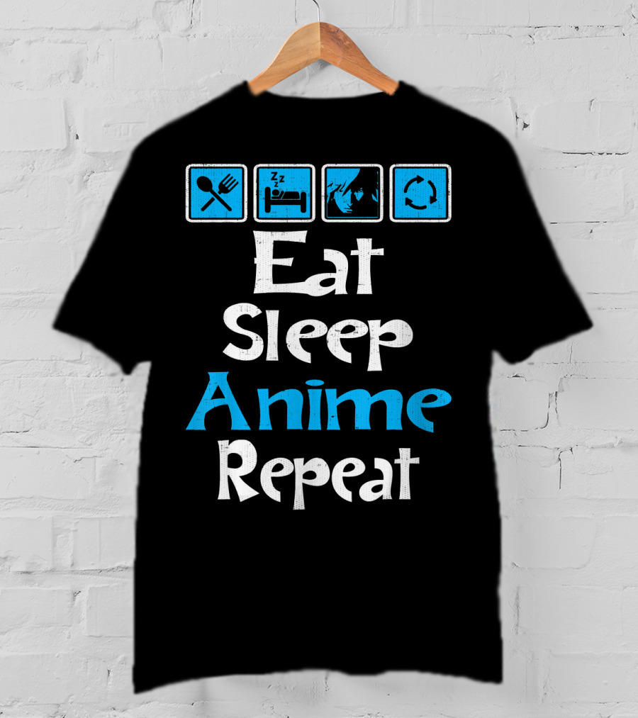 Eat Sleep Anime Repeat Manga SciFi T-Shirt