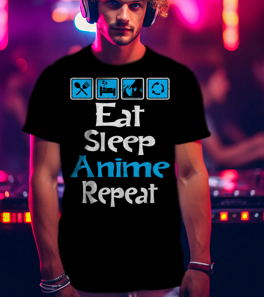 Eat Sleep Anime Repeat Manga SciFi T-Shirt