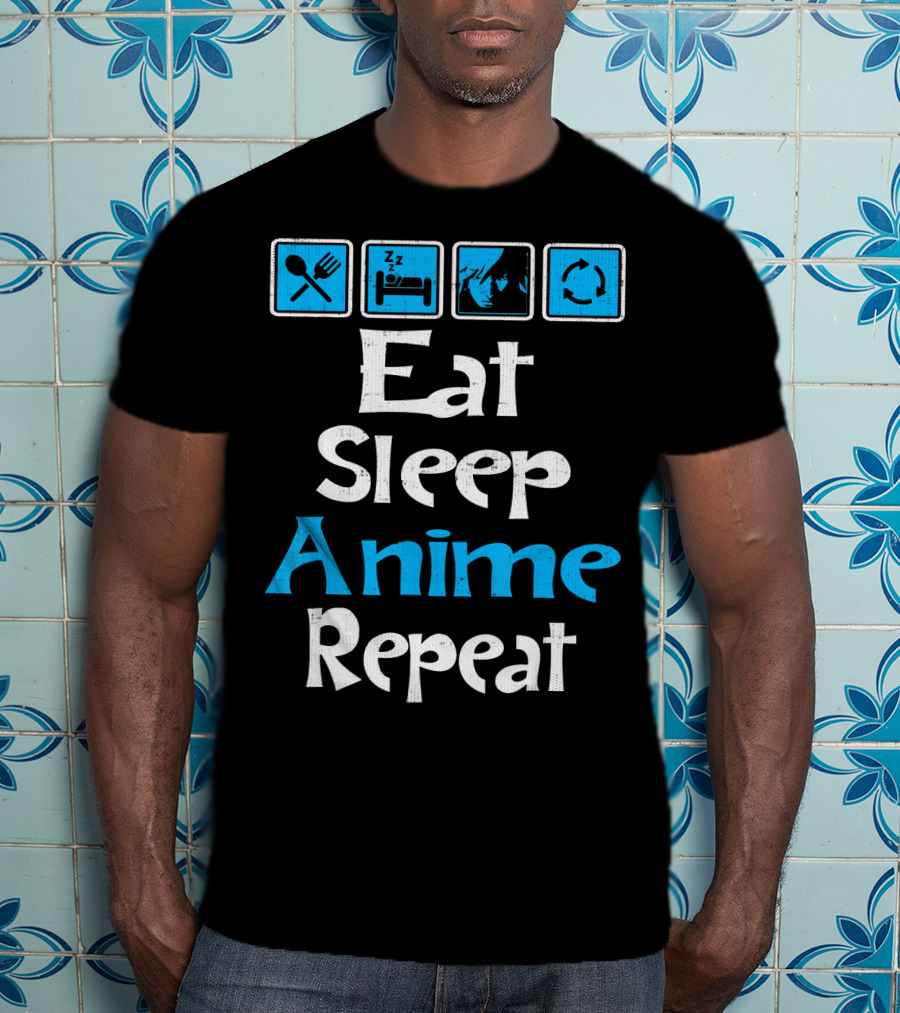 Eat Sleep Anime Repeat Manga SciFi T-Shirt