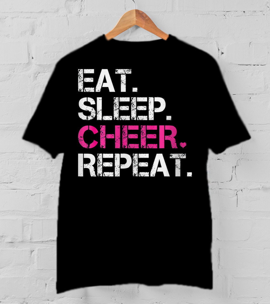 Eat Sleep Cheer Heart Repeat Cheerleading T-Shirt