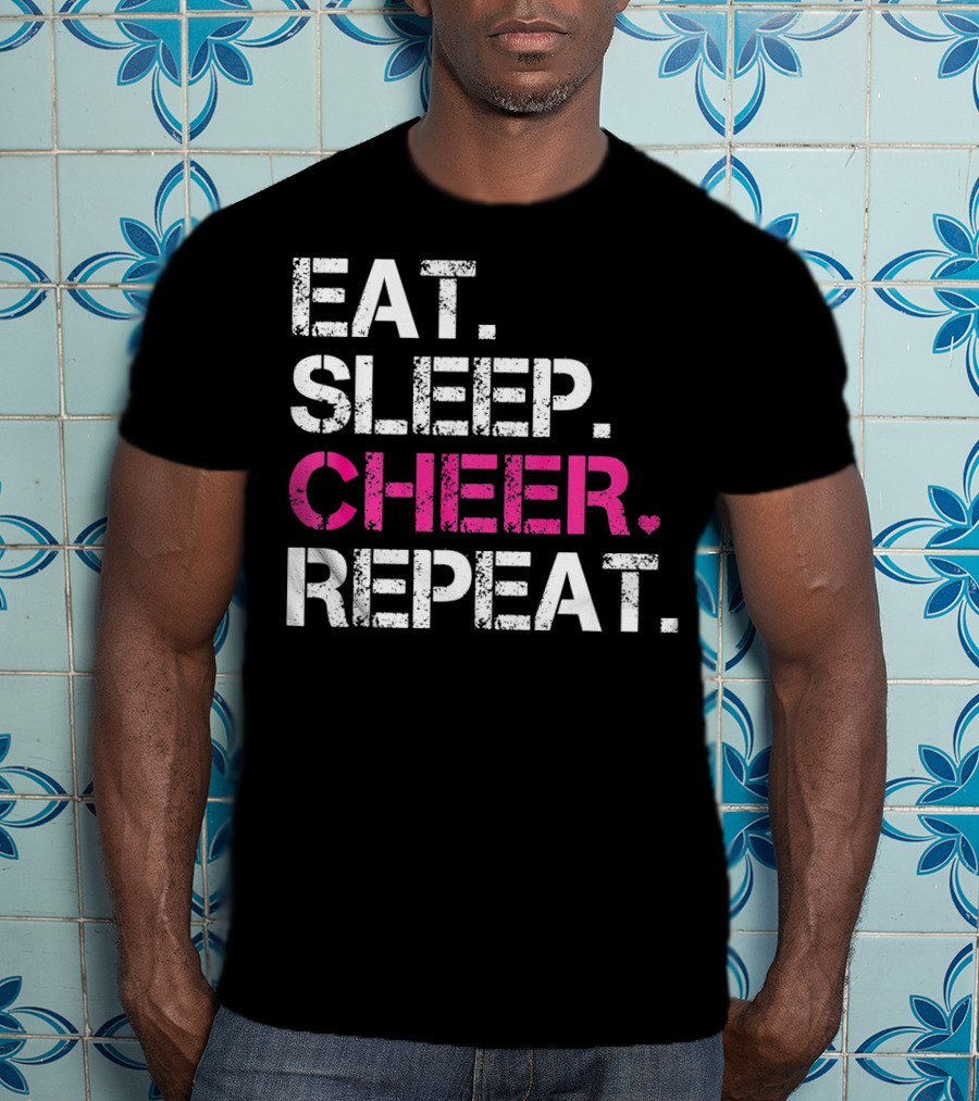 Eat Sleep Cheer Heart Repeat Cheerleading T-Shirt