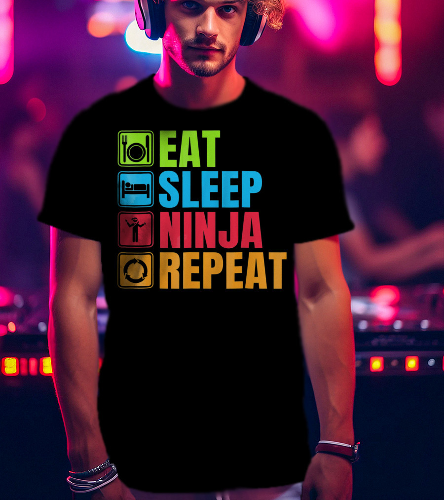 Eat Sleep Ninja Repeat Ninja Martial Arts Cycle T-Shirt