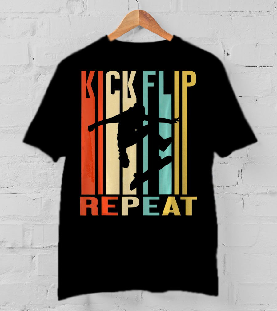 Kick Flip Repeat Vintage Skateboarding T-Shirt