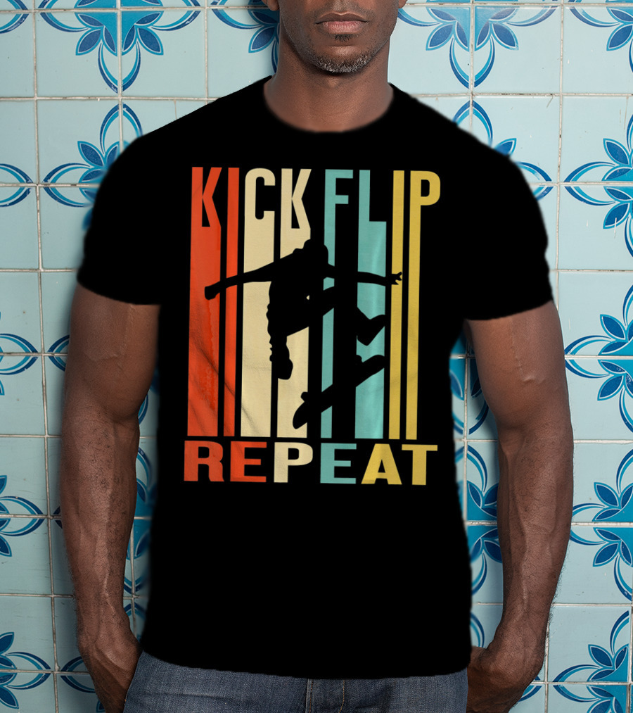 Kick Flip Repeat Vintage Skateboarding T-Shirt