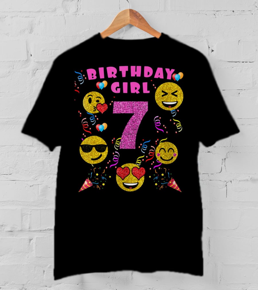 Birthday Girl 7 Emoji Party Celebration Fun T-Shirt